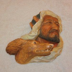 BOSSONS Vintage (Rare) Head “Desert Hunter” Man and Dog  Large 9 x 8 inches